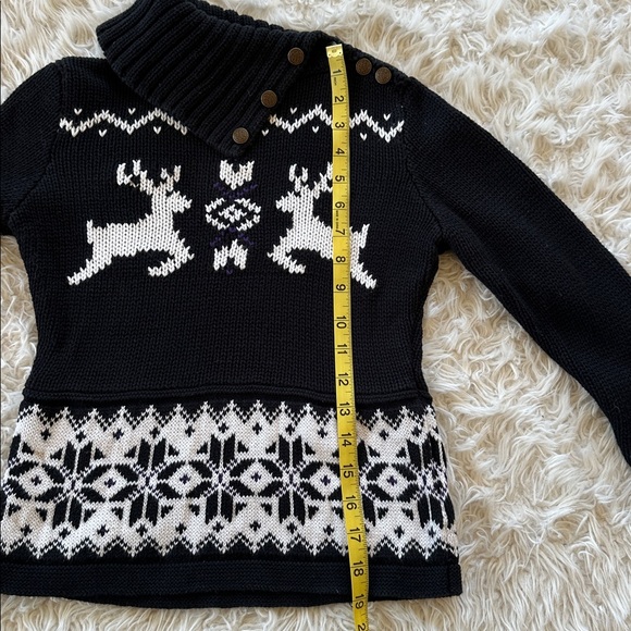 Ralph Lauren little girls black cotton deer snowflake  sweater Medium 8/10 - Picture 11 of 13